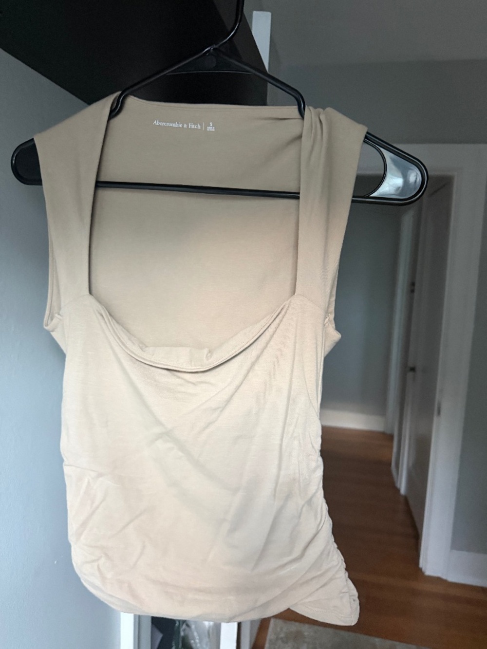 Abercrombie & Fitch Beige Ruched Draped Neck Tank Top Size Small